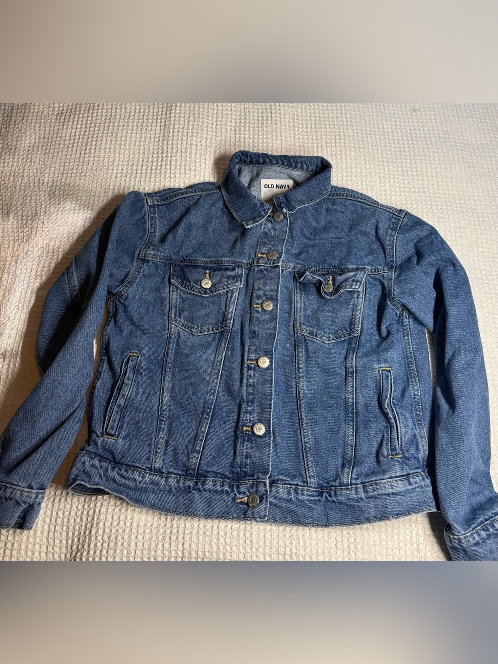 Old Navy Ladies Dark Blue Denim Jacket - Classic Trucker Style size M